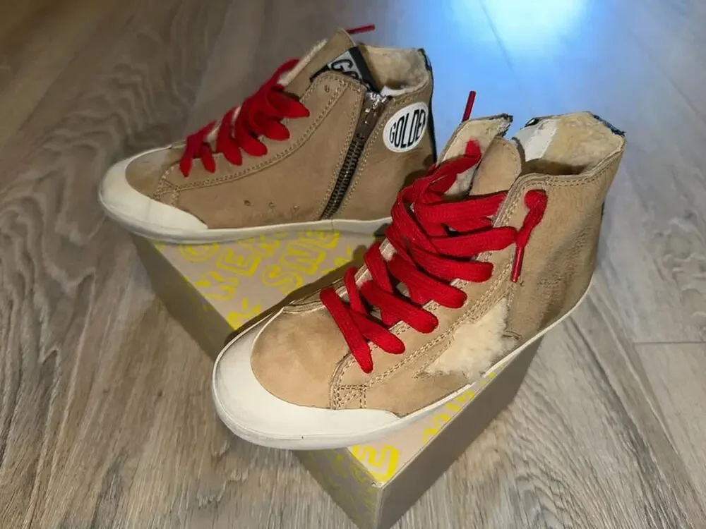 Golden Goose Kids Francy Shearling High Top Sneakers EU 31 Incense NWT